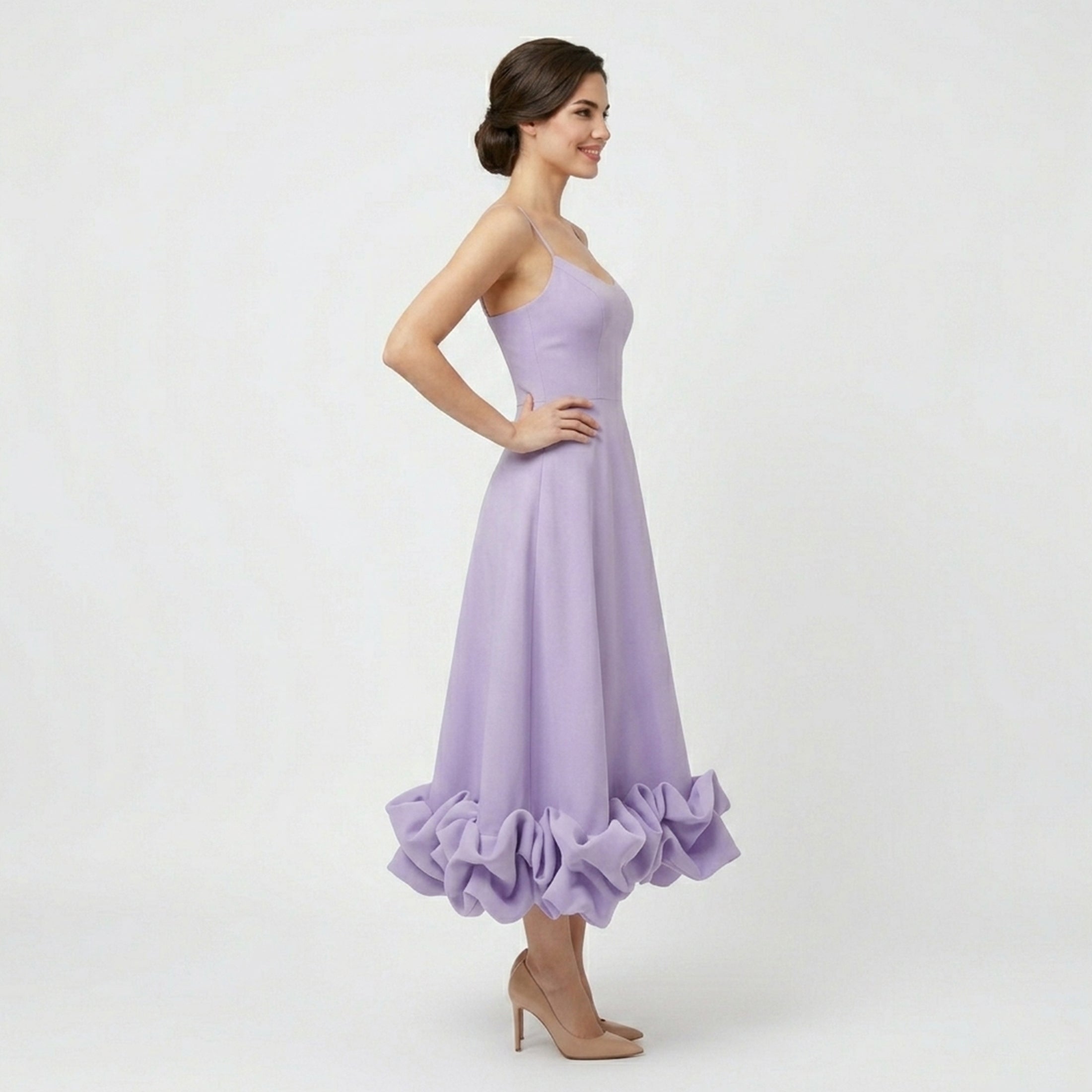 Robe midi A-line sans manches élégante pour femmes