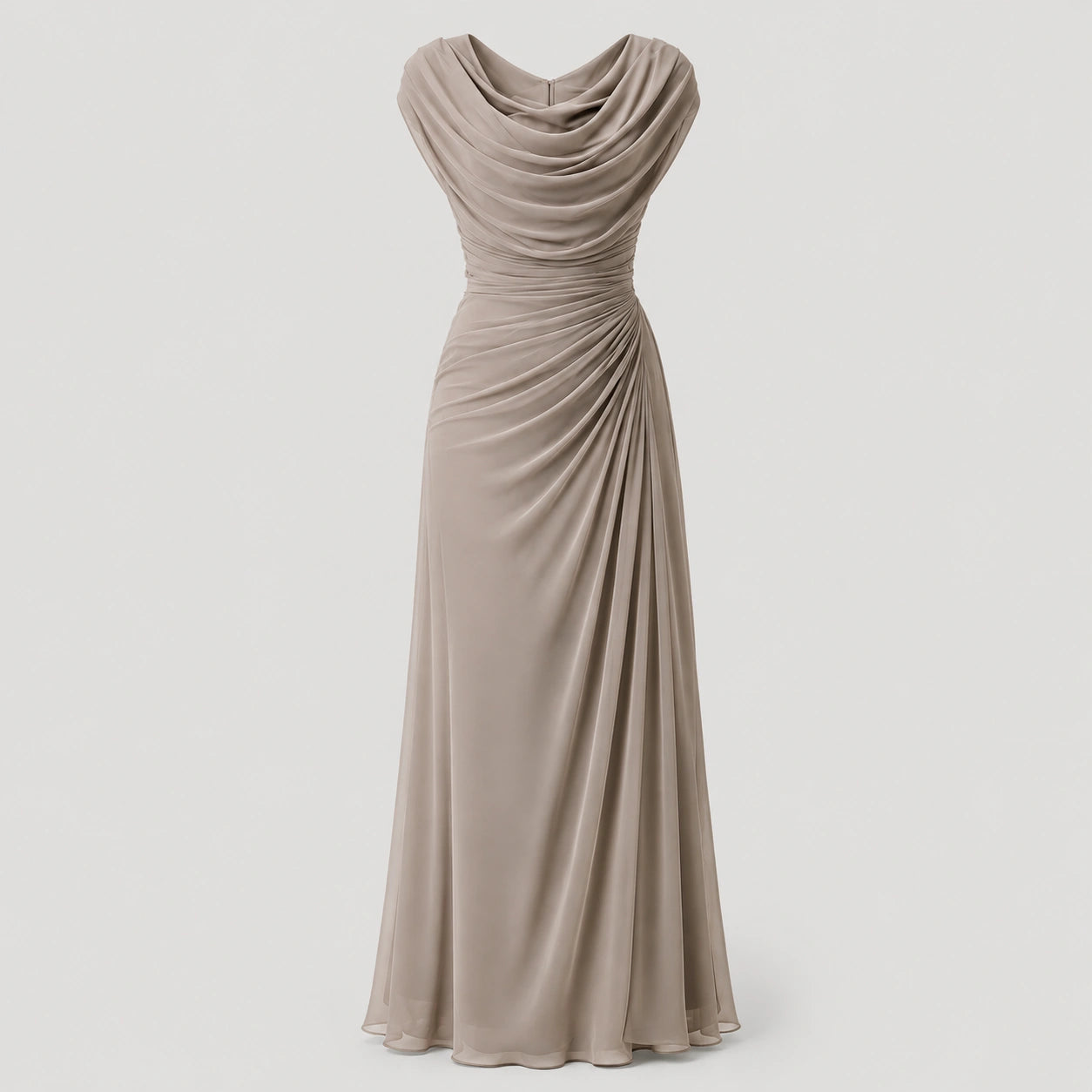 Robe maxi à col drapé froncé pour femmes, invitée de mariage
