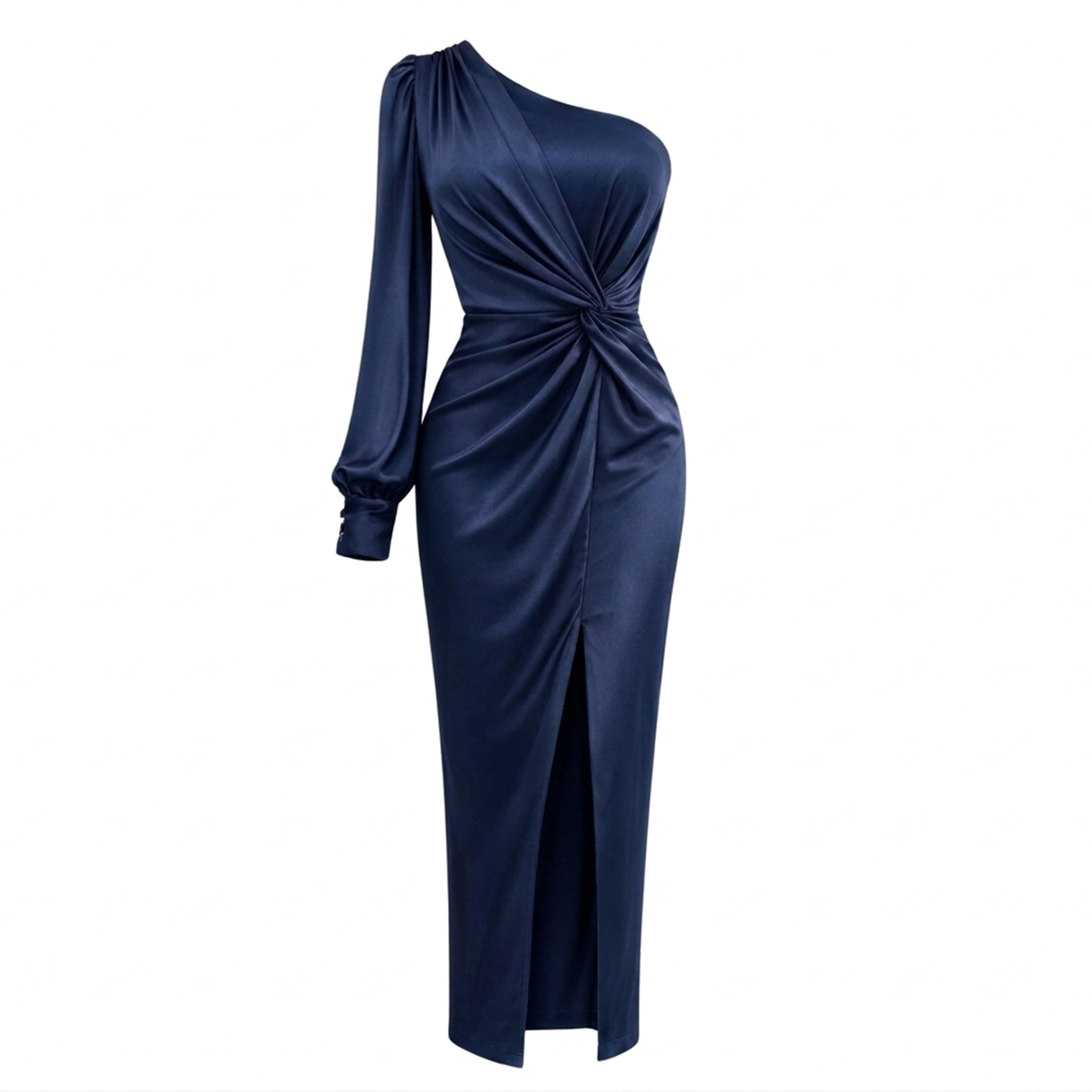Robe maxi fendue à une épaule verte pour femmes
