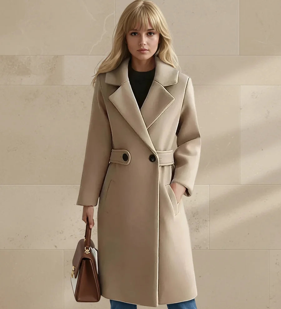Belted Coat Women Longline Tailored Autumn Layer