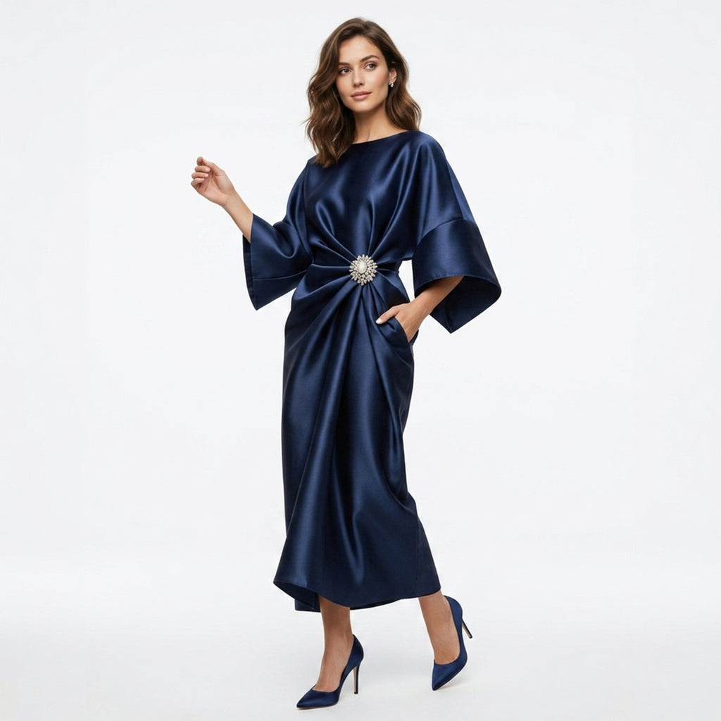 Robe de mariée à manches longues drapées pour femmes