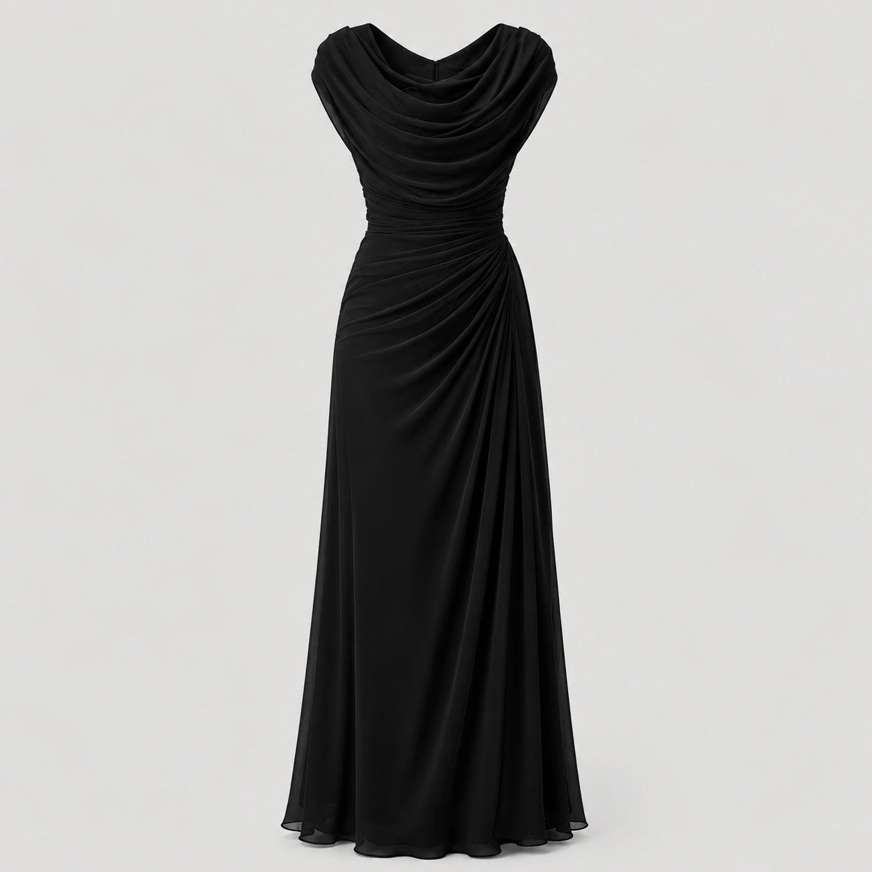 Robe maxi à col drapé froncé pour femmes, invitée de mariage