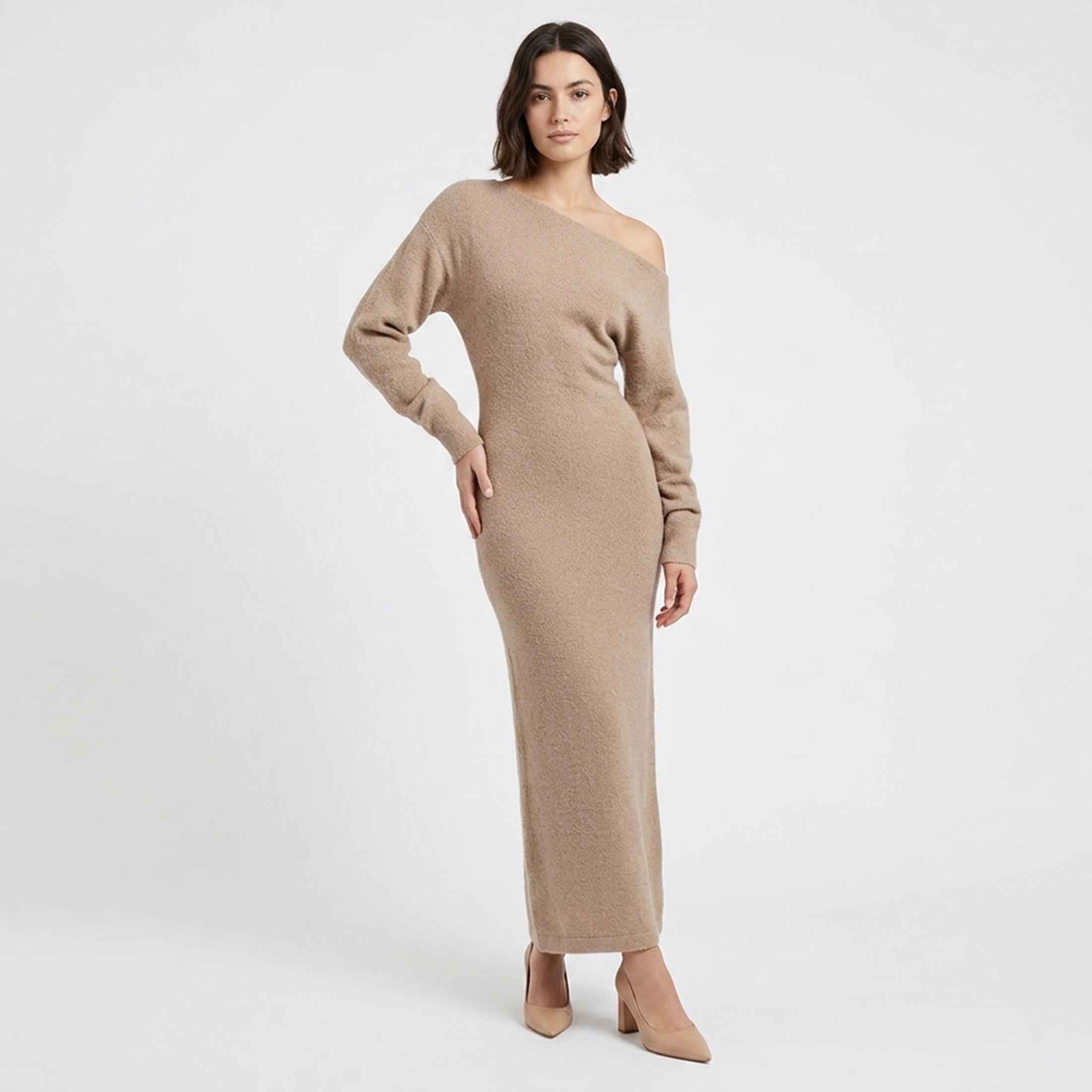 Women's Evening Off-Shoulder Knit Maxi Dress