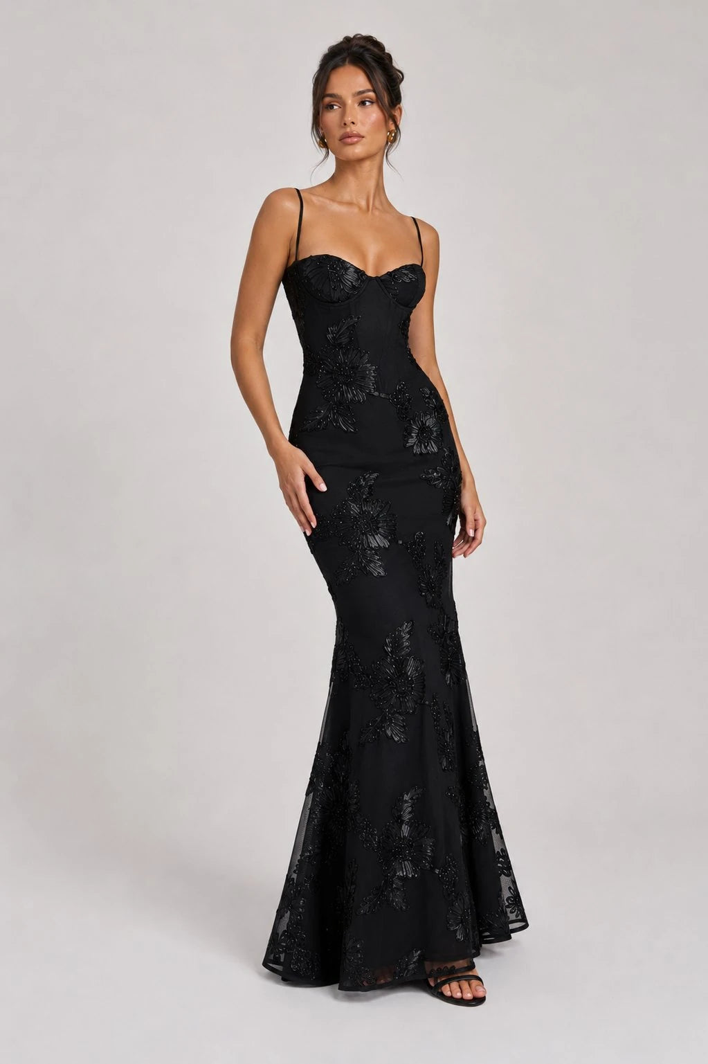 Elegant Floral Maxi Dress with Corset for Formal Evenings