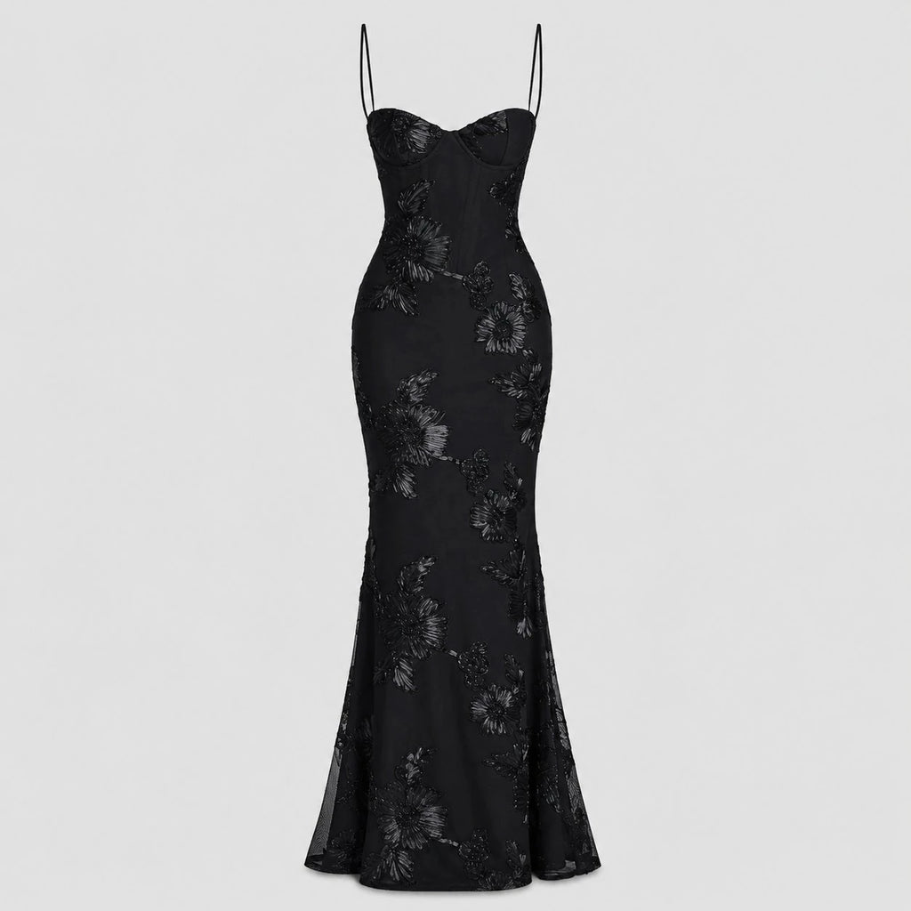 Elegant Floral Maxi Dress with Corset for Formal Evenings