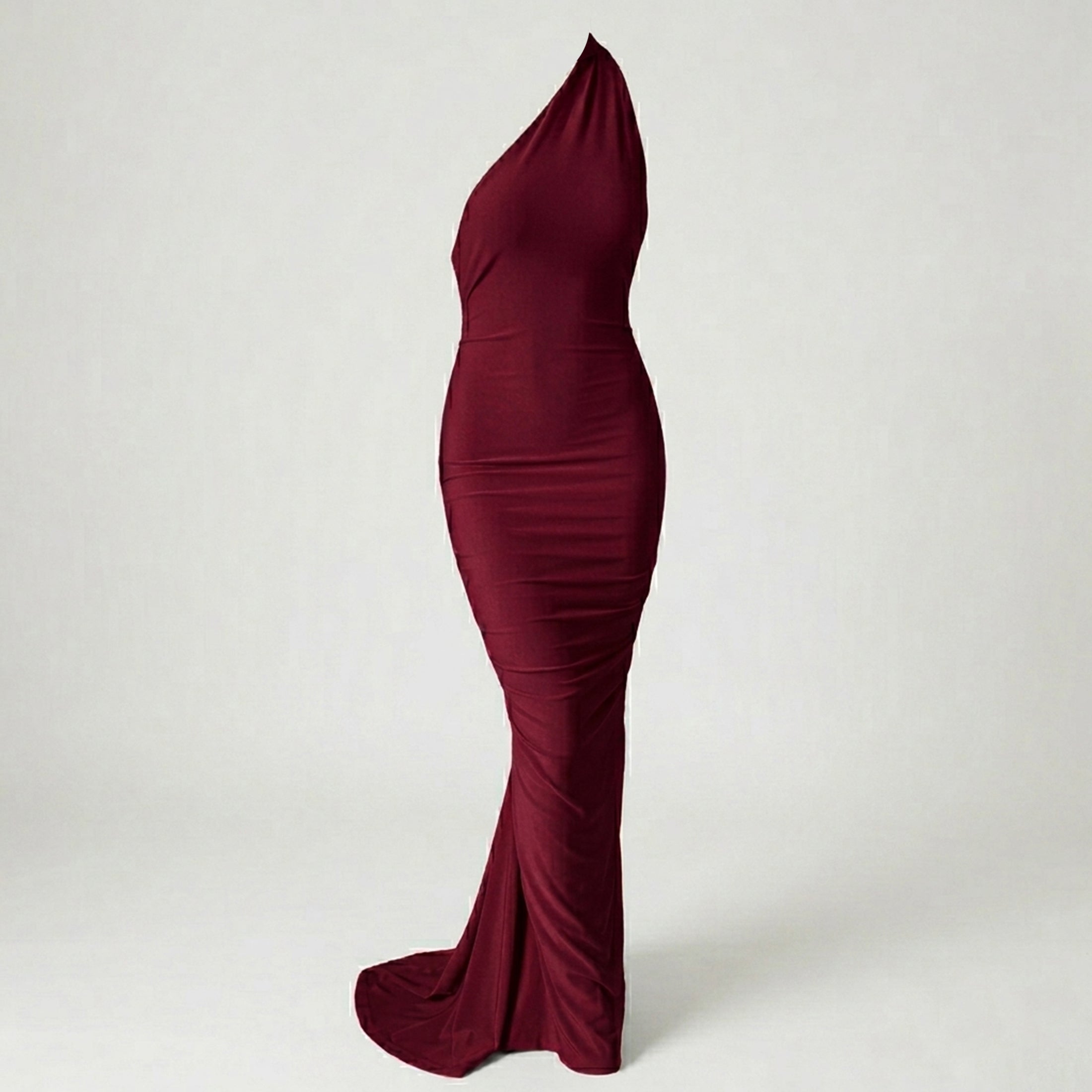 Robe maxi à épaule unique froncée pour femme - Invité de mariage