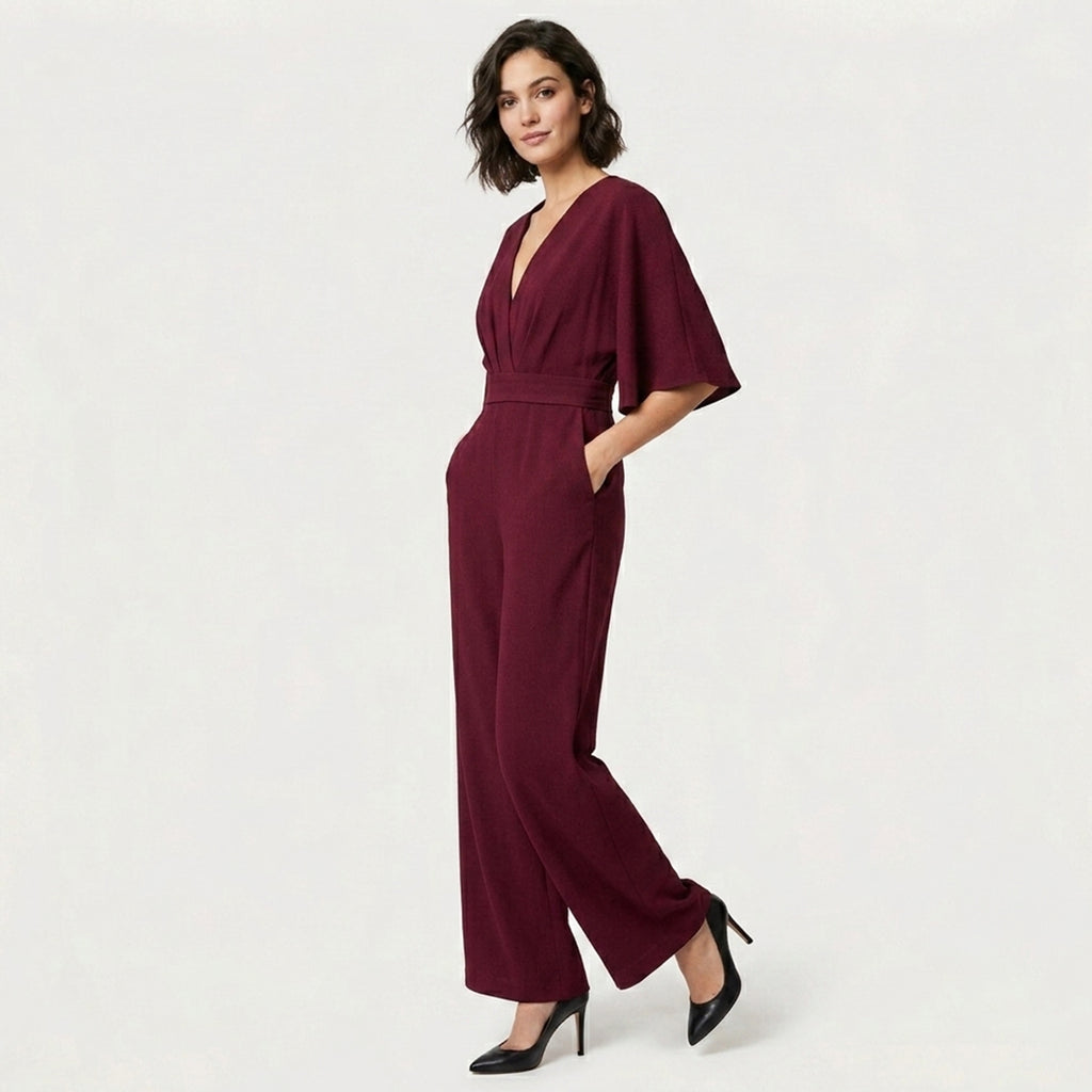Combinaison large à décolleté en V pour femmes - Soirée formelle