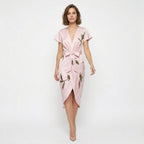 Veloire | Robe Midi à Col V Floral pour Femmes