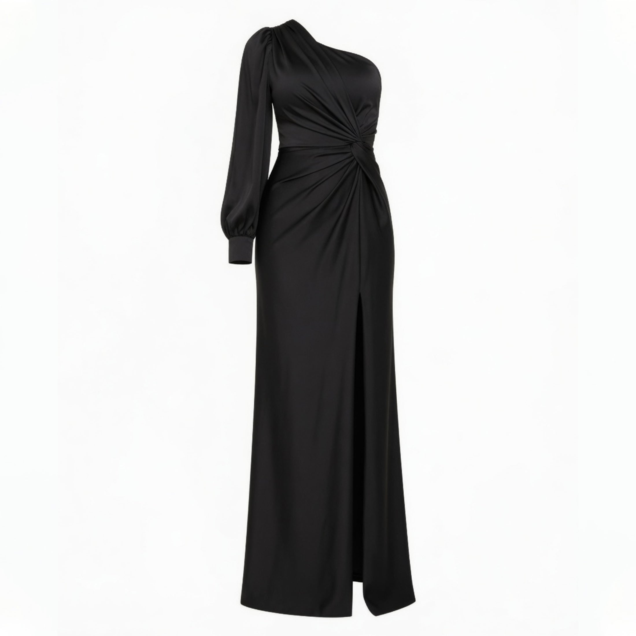 Robe Maxi Satin Épaule Dénudée Fente Invité de Mariage Femme