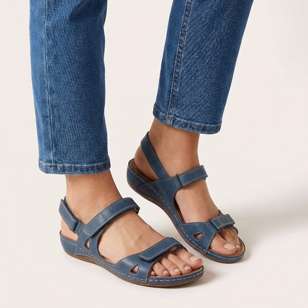 Blue adjustable strap comfort sandals