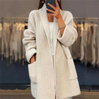 Cream chunky knit cardigan open front oversized
