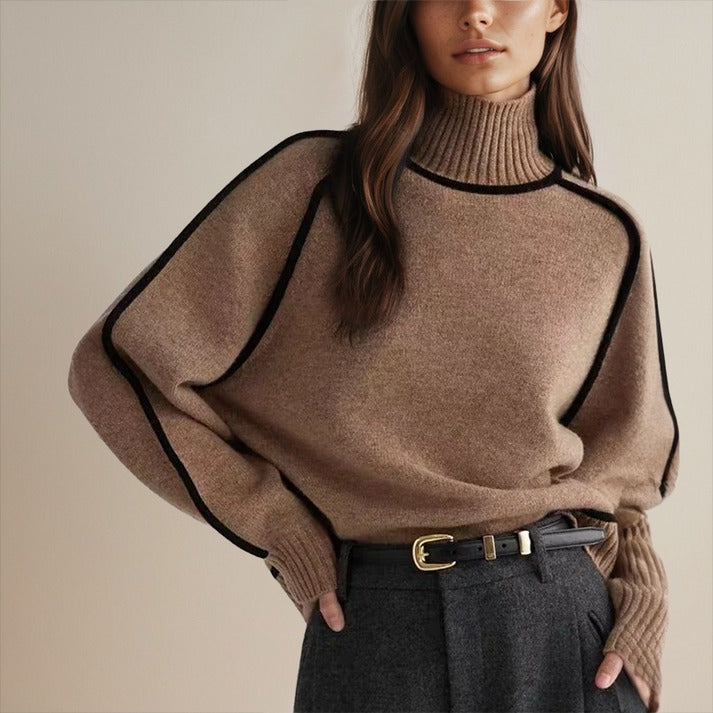 Brown knitted jumper long sleeve autumn