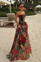 Pleated strapless maxi dress multicolor, smooth drape, black-tie occasion style