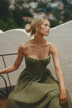 Green tulle sweetheart maxi dress full-length view