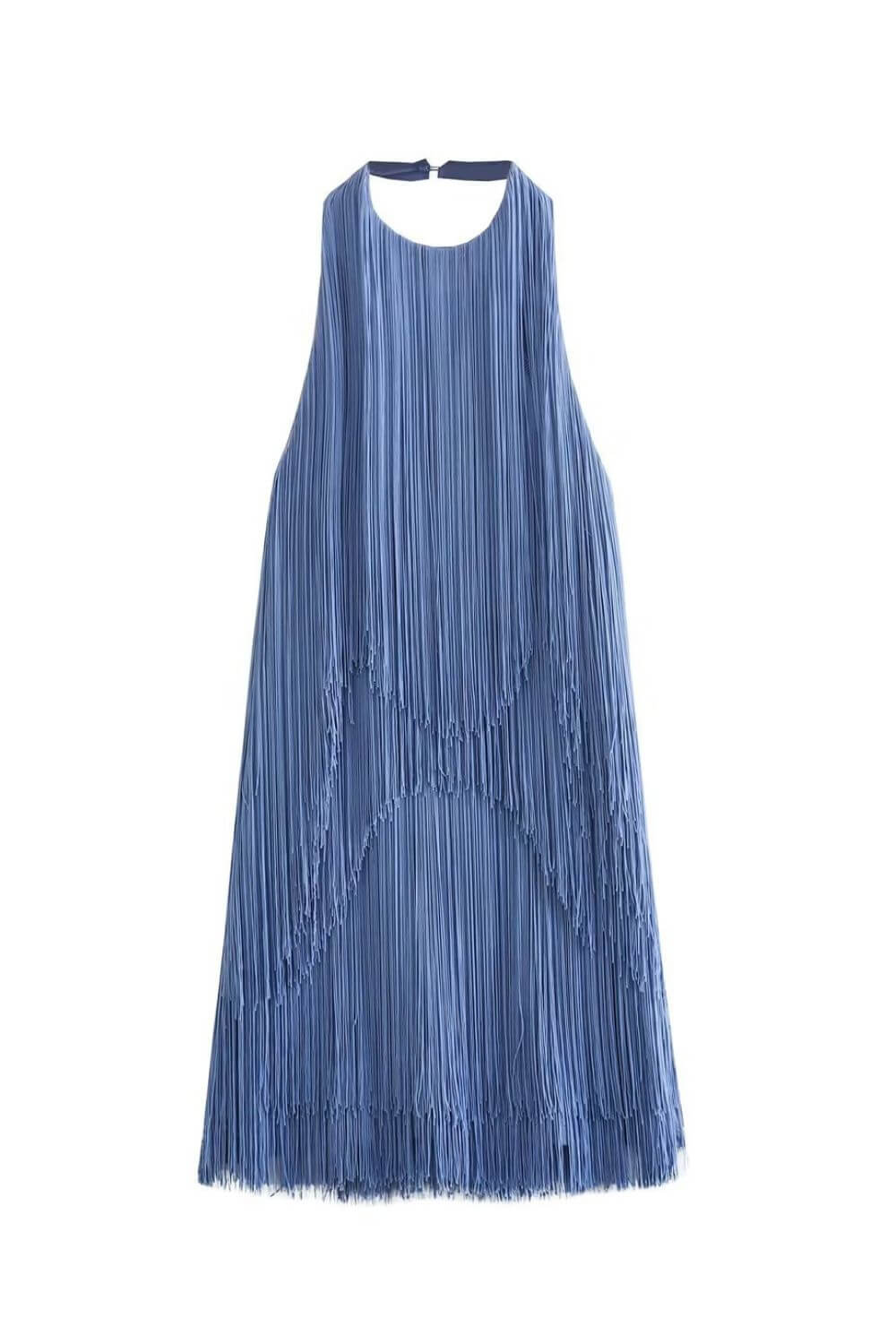 Halter neck fringe mini dress fringe detail