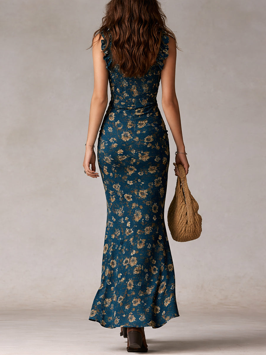 Floral maxi dress back