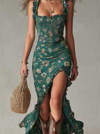 Floral maxi dress hem detail