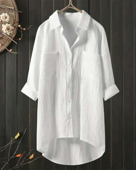 White button-down long sleeve blouse