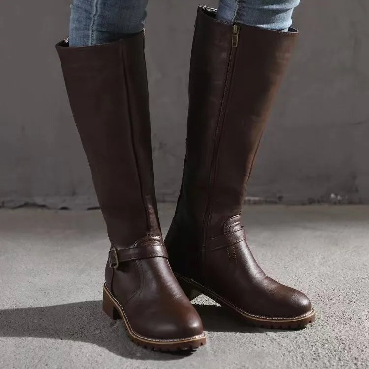 Chocolate Brown knee high boots faux leather