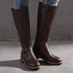 Chocolate Brown knee high boots faux leather