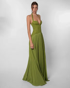 Green maxi dress side view