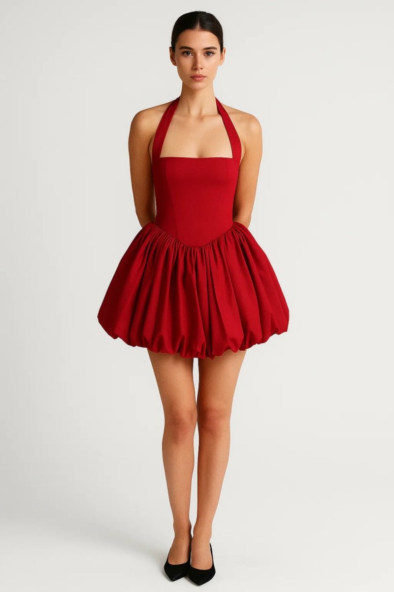 Red polka dot mini dress