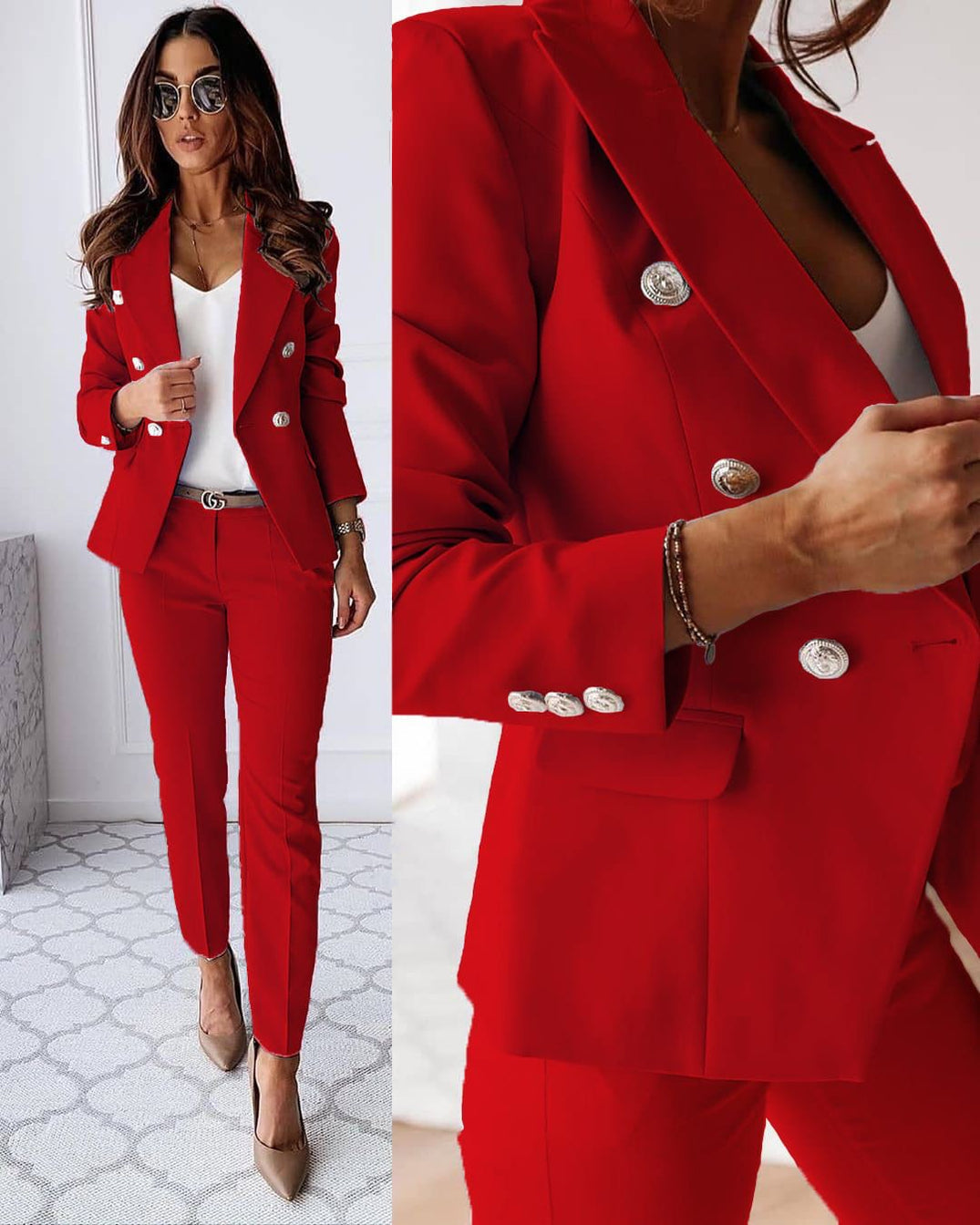 Tailored Blazer Trouser Set - Rouge (Red)
