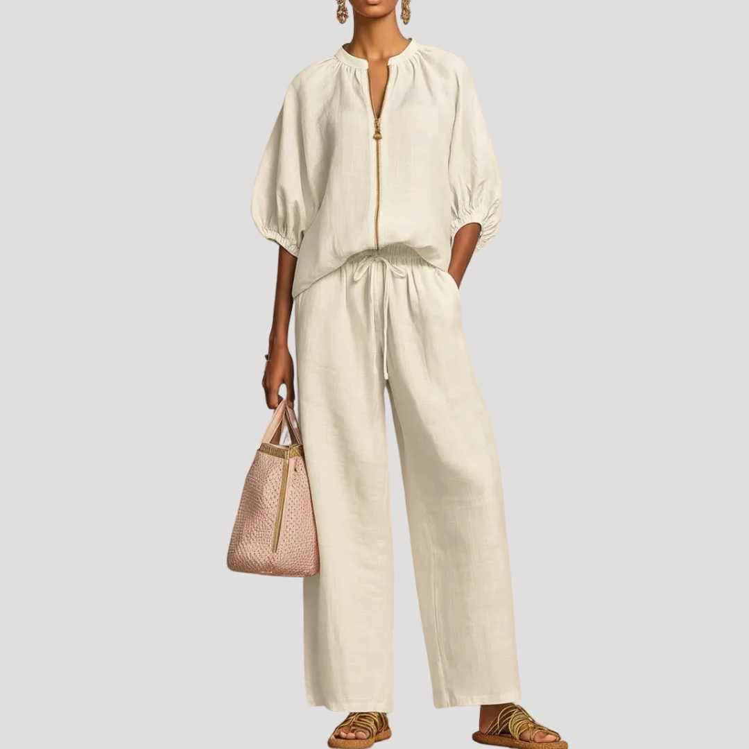 Apricot wide-leg two-piece set