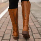 Knee high boots faux leather everyday sole