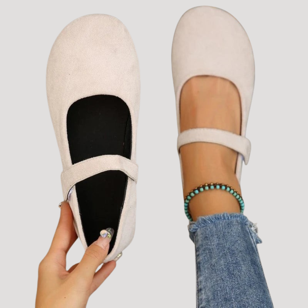 Classic Mary Jane ballet flats in white