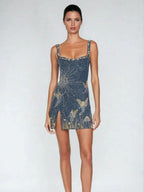Blue mini dress front view