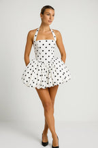 White polka dot mini dress