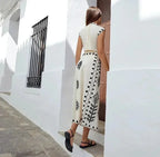 Sleeveless embroidered set with flowing skirt, elegant summer style, airy lightweight fabric