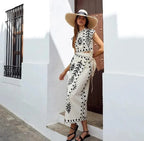 Sleeveless embroidered top and flowing skirt set, lightweight cotton, delicate embroidery detail