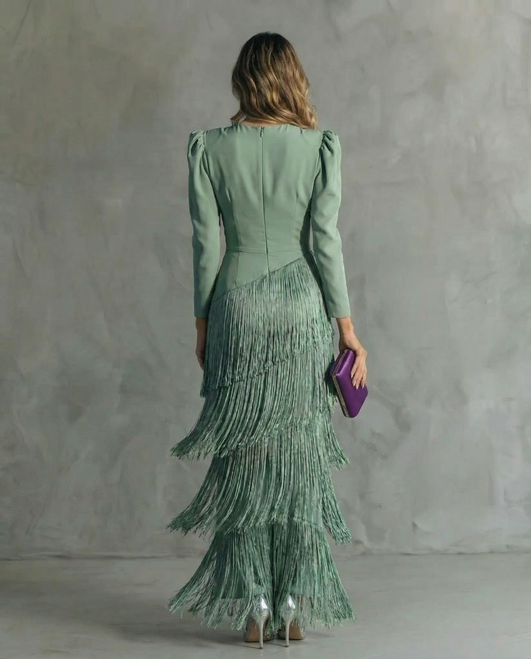 V-Neck Tiered Fringe Maxi Dress – styling view