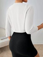 Open Front Cropped Blazer Jacket - White - Image 3