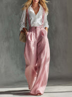 Wide Leg Suspender Overalls with Side Pockets – Pink