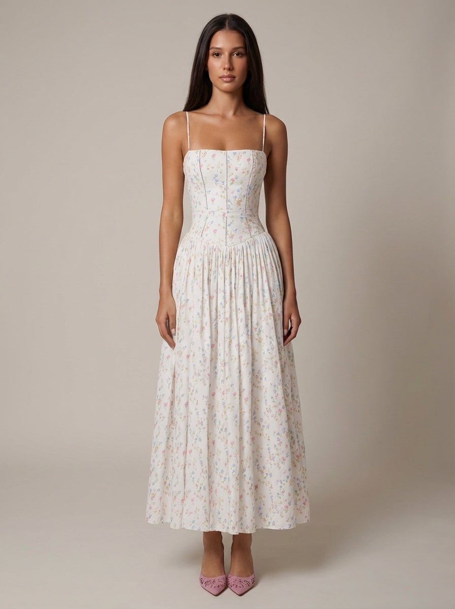 Corset midi dress in Floral Print