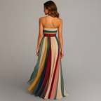 Strapless pleated maxi dress back view