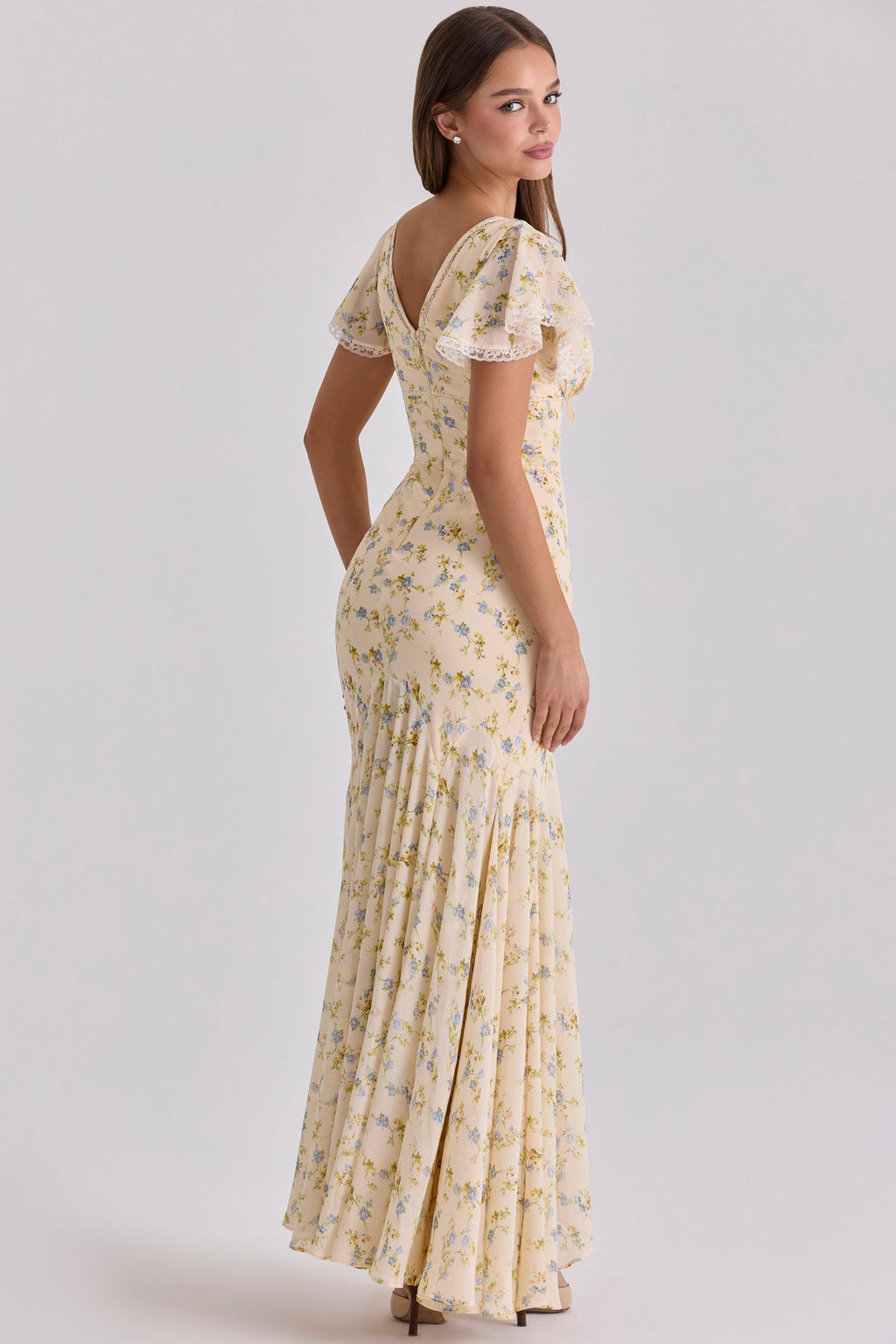Yellow floral maxi dress movement