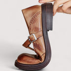 Leather Buckle Mary Jane Shoes side view