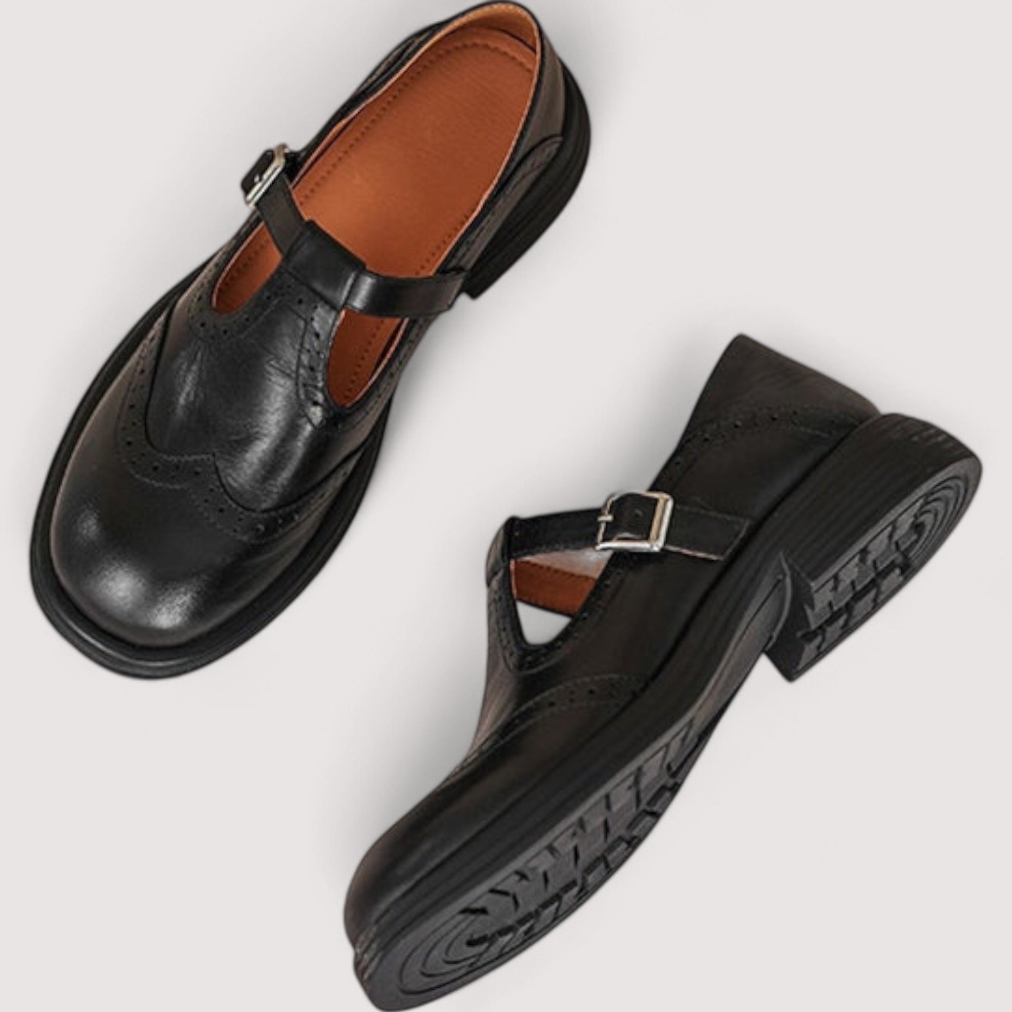Leather Buckle Mary Jane Shoes lifestyle