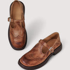 Leather Buckle Mary Jane Shoes detail