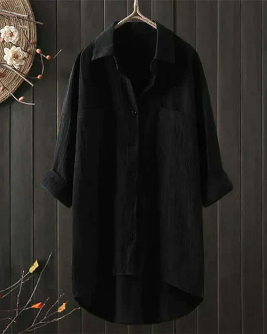 Black button-down long sleeve blouse