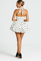 Polka dot mini dress side