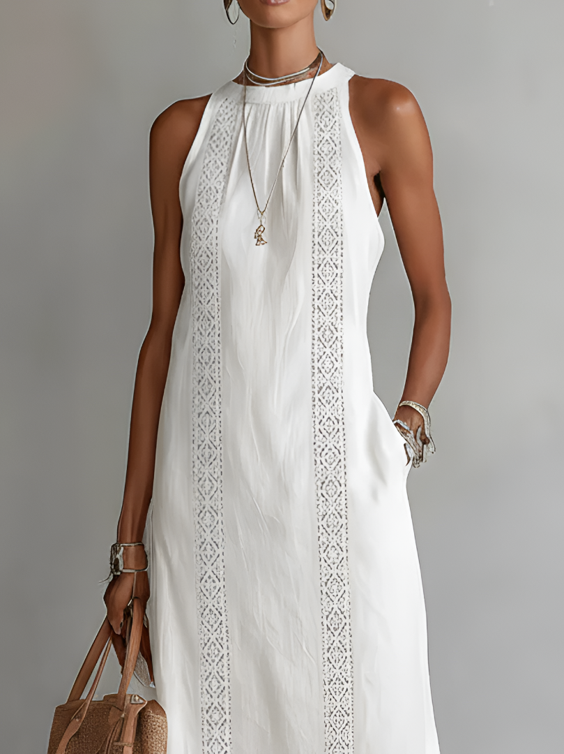 Embroidered Sleeveless Midi Dress – side view