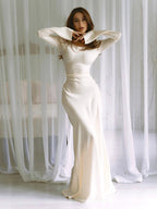 Long Sleeve Fitted Maxi Dress for Wedding Guests
