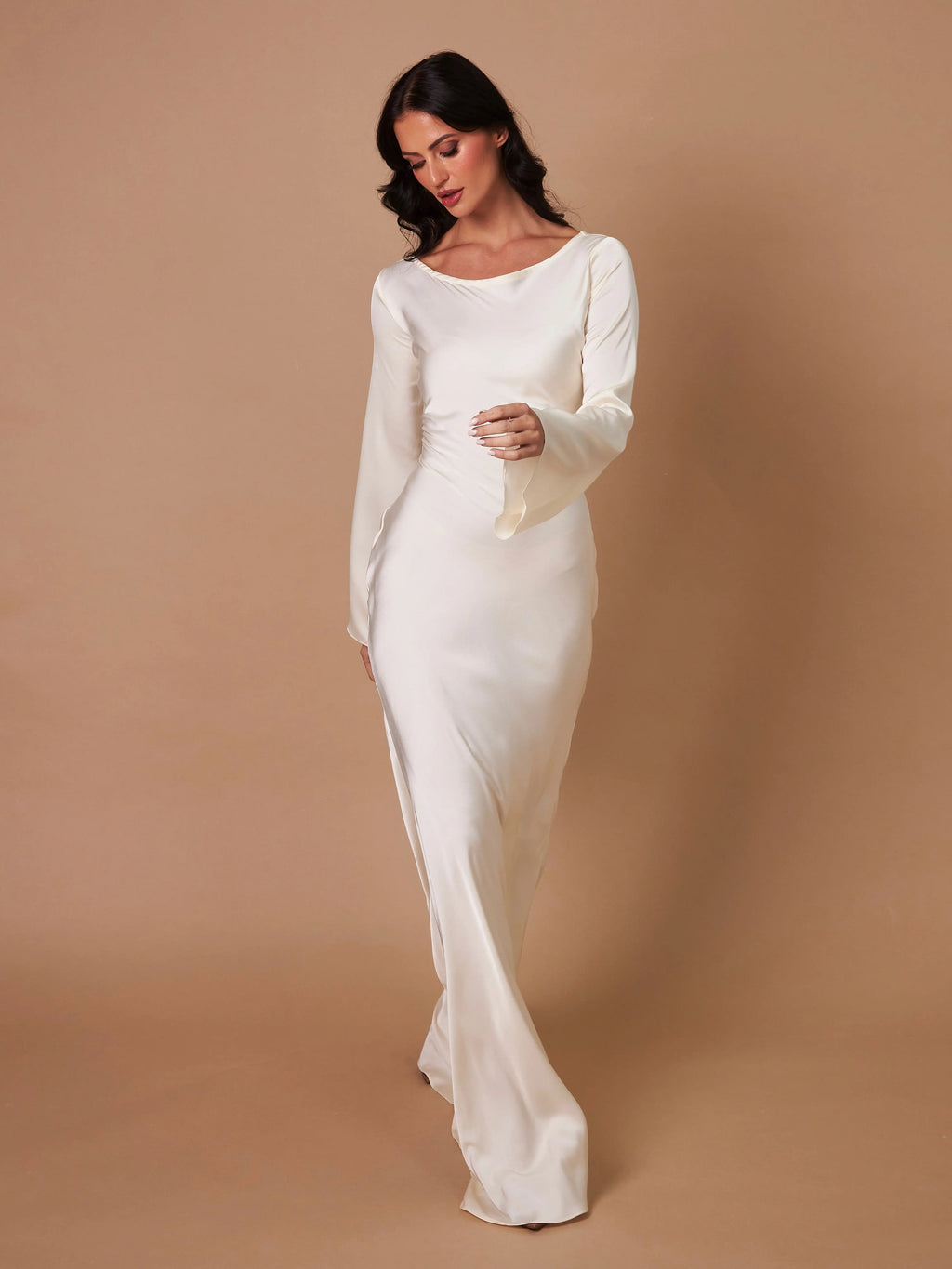 Long Sleeve Fitted Maxi Dress for Wedding Guests