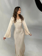 Long Sleeve Fitted Maxi Dress for Wedding Guests