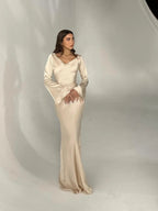 Long Sleeve Fitted Maxi Dress for Wedding Guests